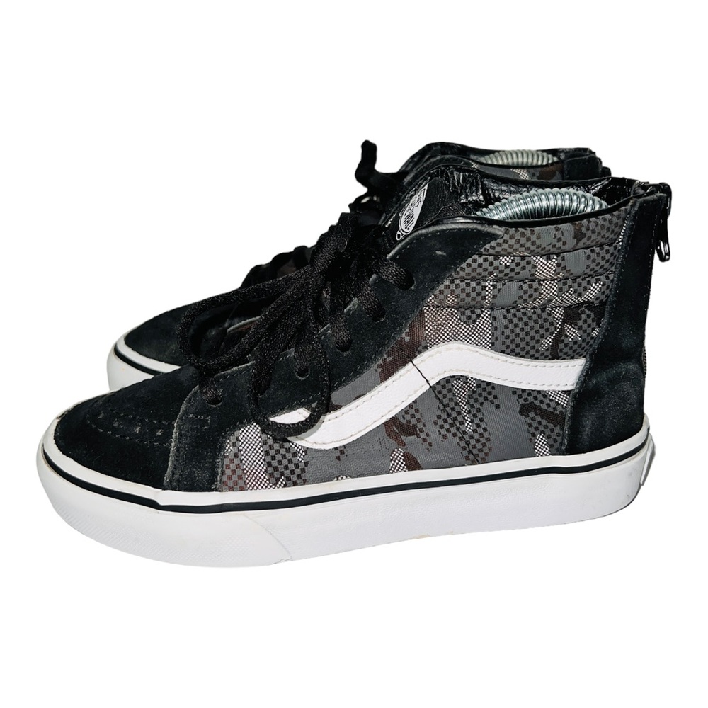 VANS Camo Pattern Sk8 Hi Zip Sneakers Skateboard Shoes Youth Size 2.5